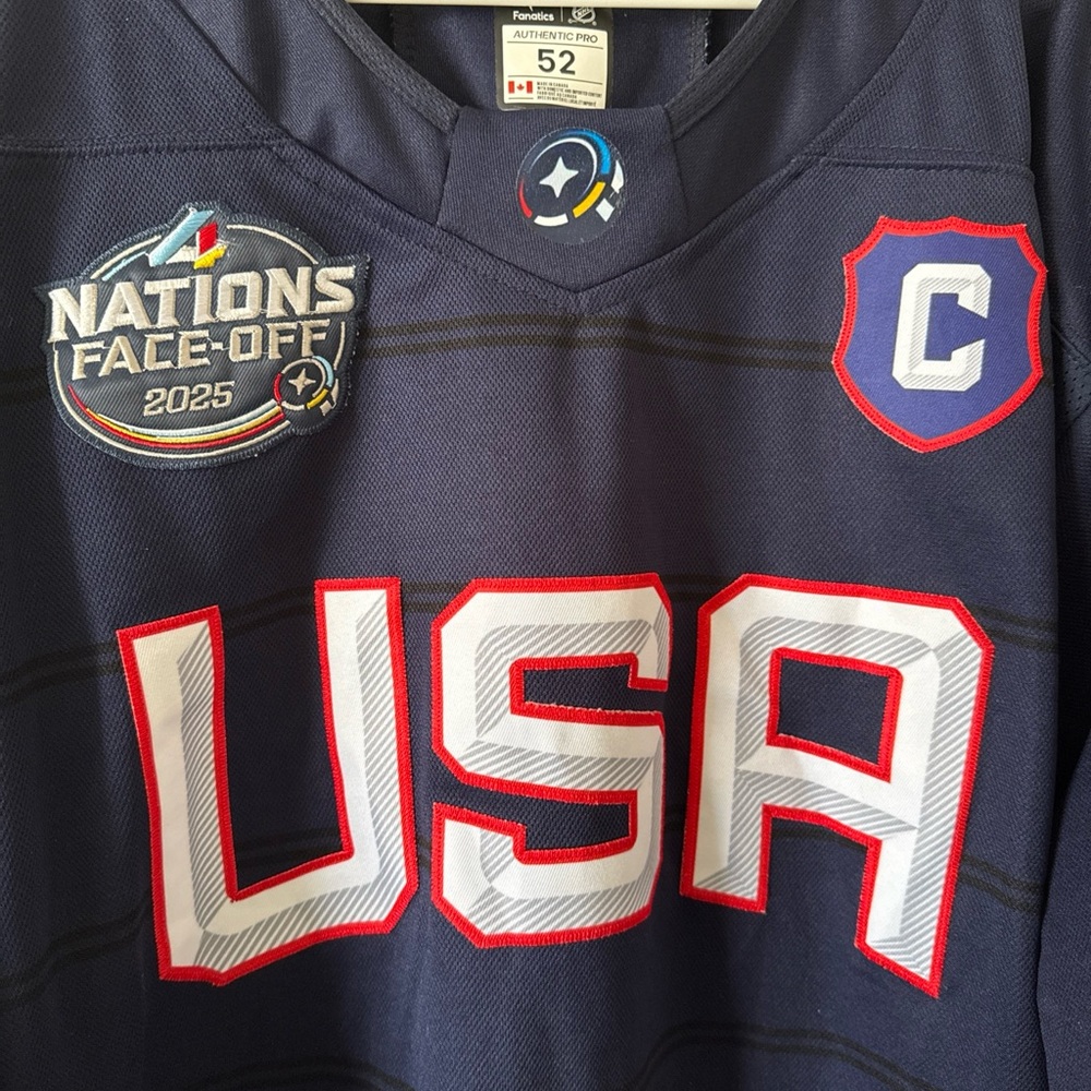 Men’s Fanatics Auston Matthews #34 Team USA 4 Nations Faceoff Jersey Sz 52 RARE - Picture 2 of 7